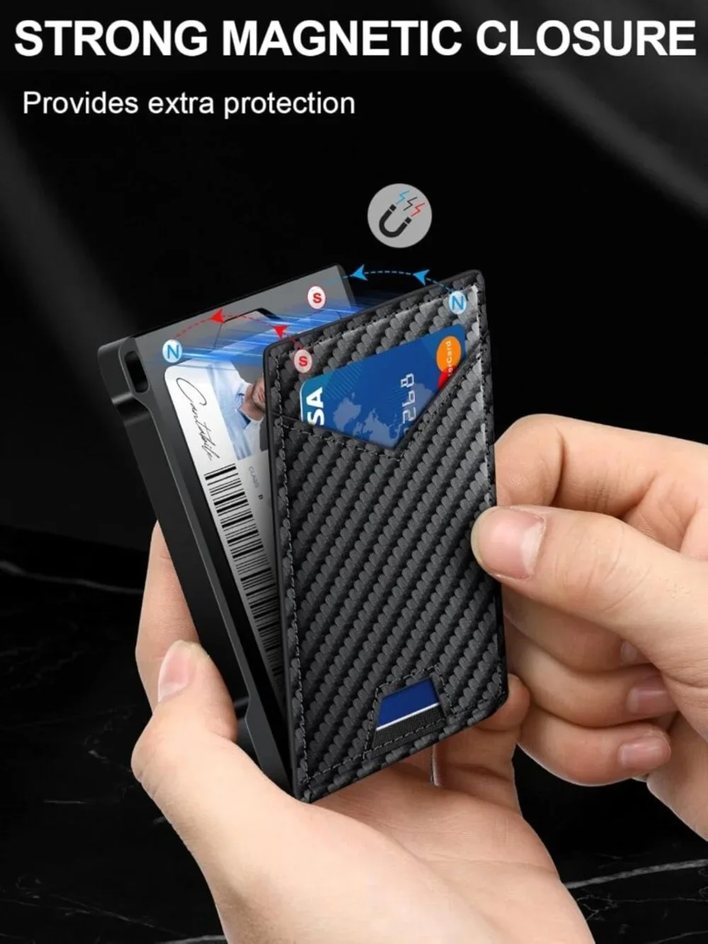 Slim RFID Wallet for Men - 2 ID Windows, Money Clip, Compact Card Holder